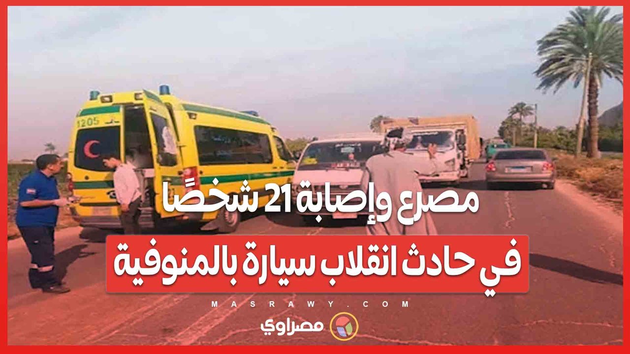 مصرع وإصابة 21 شخصًا في حادث انقلاب سيارة بالم...