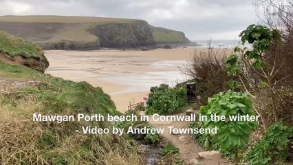 Mawgan Porth beach in Cornwall in the winter - Video by Andrew Townsend