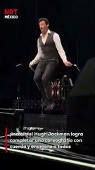 ¡Lo logró! Hugh Jackman completó la coreografía con cuerda y su reacción lo dice todo. ¡A sus 56 años sigue rompiéndola! 🕺🔥 #HughJackman #Coreografía #Viral