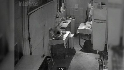 “Fantasma com fome”? Câmera flagra cadeado arrebentando e porta de cozinha abrindo sozinha em restaurante de Cascavel