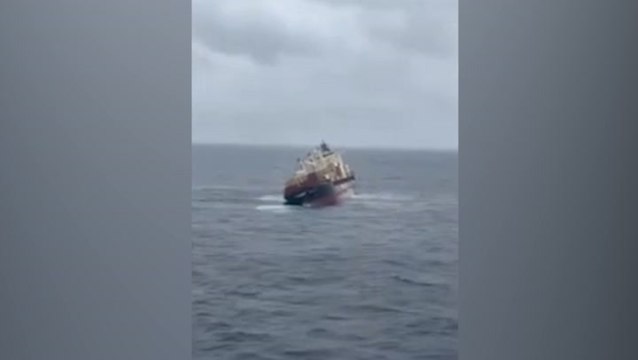 Watch: Cargo ship leaks hazardous material into sea after sinking off Indian coast