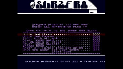Amiga Trainer Intro Shadow Of The Beast 3 by Subzero (1992)
