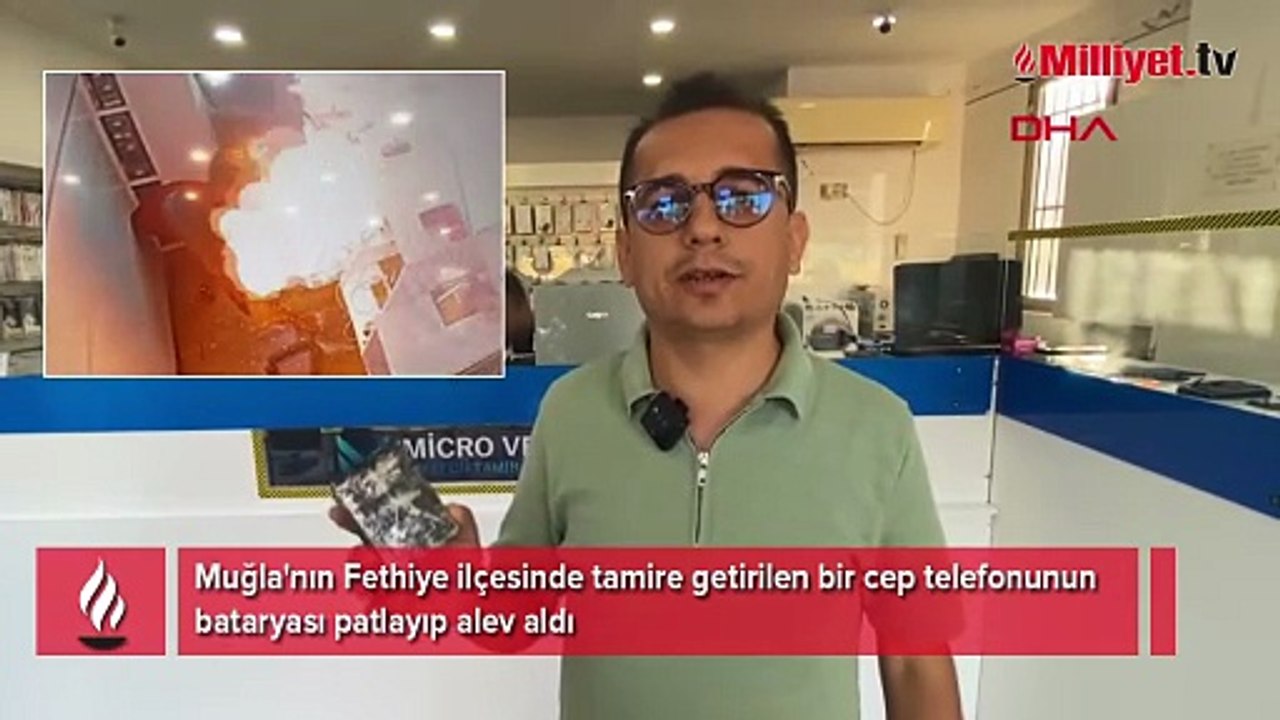 Telefon bataryası bomba gibi patladı! Korku dolu anlar anbean kaydedildi