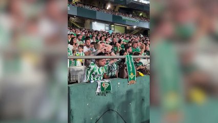 Reacción del público del Benito Villamarin al gol del Chelsea