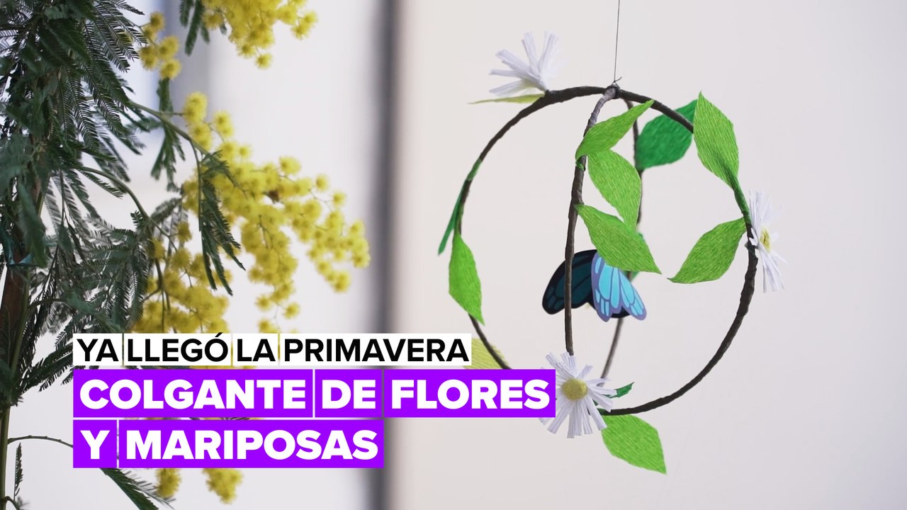 Ya llegó la primavera: colgante de flores y mariposas