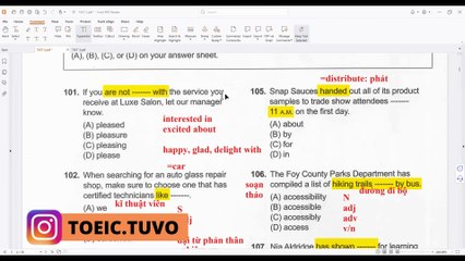 GIẢI CHI TIẾT ĐỀ YBM TOEIC READING 2025 HÀN QUỐC MỚI NHẤT TEST 2 PART 5