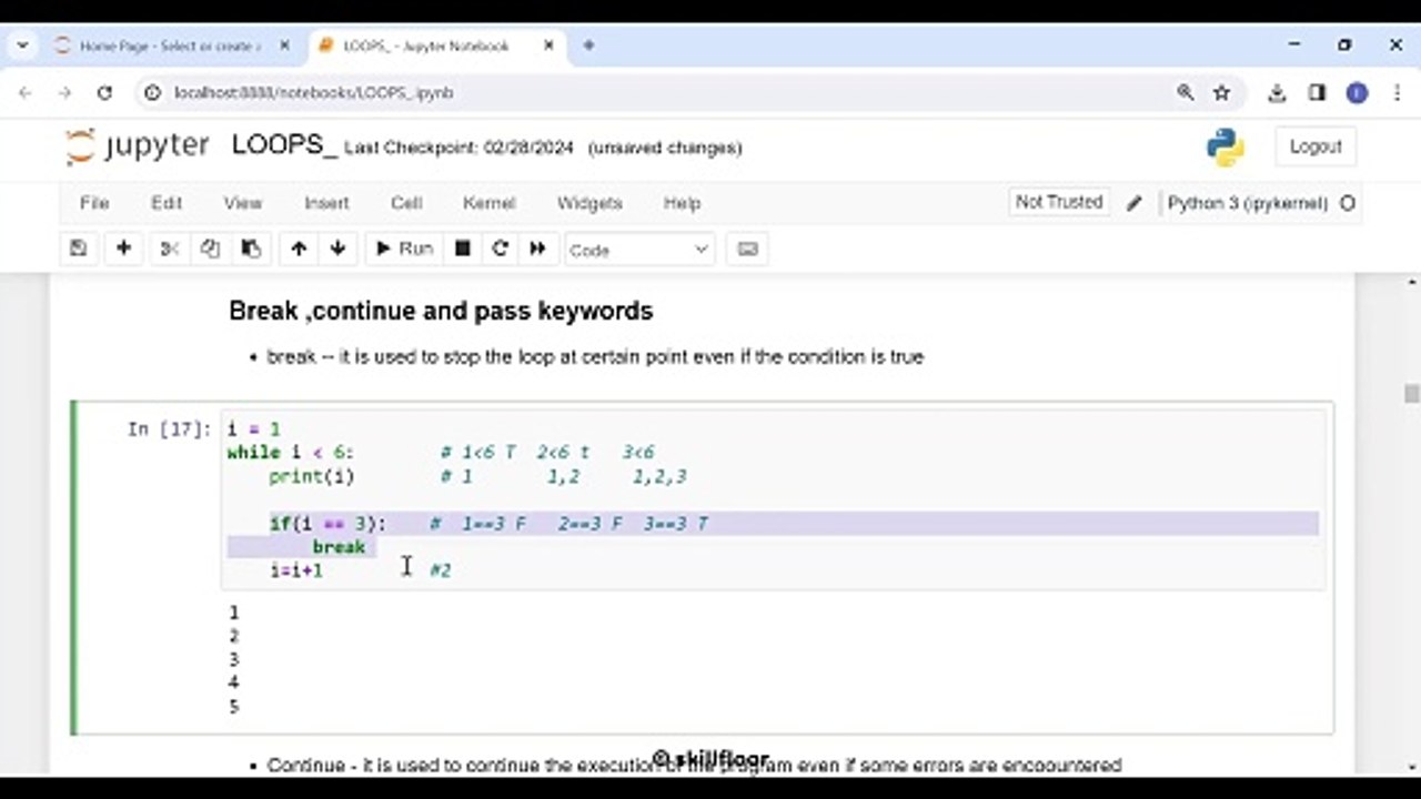 Python Loops with BREAK, CONTINUE and PASS keywords | Python Courses in Kannada (ಕನ್ನಡ) | Skillfloor