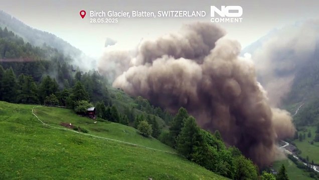 Aerial footage shows Alpine village Blatten buried by Birch glacier slide