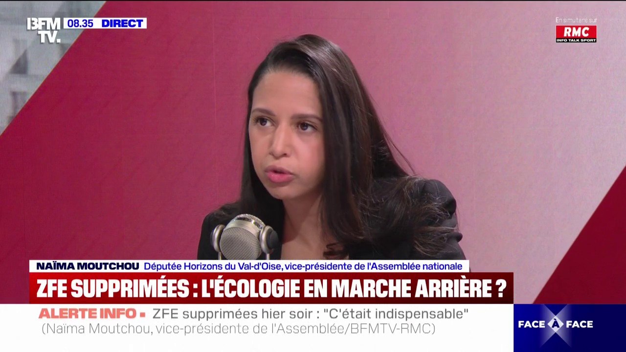 Suppression des ZFE: "Je pense que c'est ce qu'il fallait faire", déclare Naïma Moutchou, députée Horizons du Val-d'Oise