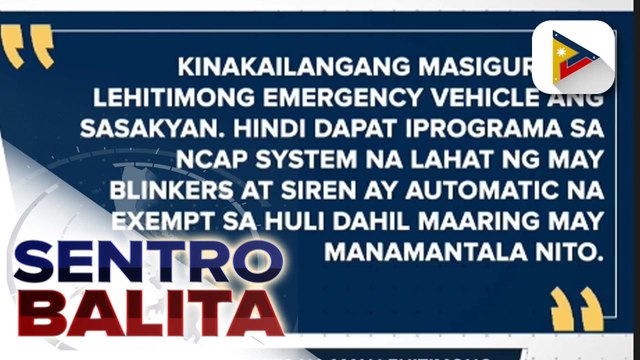MMDA, nilinaw na ang emergency vehicles na may lehitimong operasyon lang ang exempted sa huli sa ilalim ng NCAP