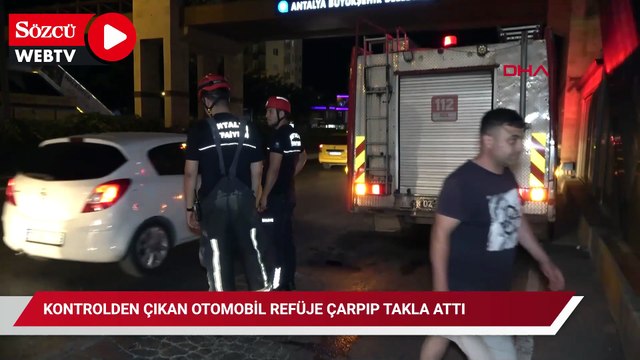 Kontrolden çıkan otomobil refüje çarpıp takla attı