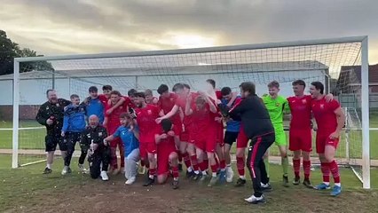 Celebration anyone? Abergavenny Town 2nds pop the champagne after securing the FAW South East Reserves title with a 2-0 last match win at Chepstow