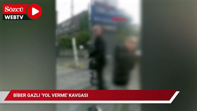 Skuter sürücüsüyle motosikletli arasında biber gazlı 'Yol verme' kavgası