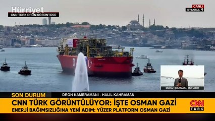 Türkiye'nin ilk Yüzer Üretim Tesisi Osman Gazi Gemisi, İstanbul Boğazı'ndan geçti