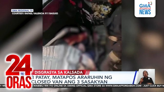 3 patay, matapos araruhin ng closed van ang 3 sasakyan | 24 Oras