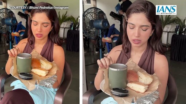 Bhumi Pednekar seems enjoying Bun-Maska on set and gets 'high on life'