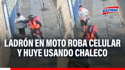 Cercado de Lima: ¡Otra vez! Ladrón en moto roba celular y huye usando chaleco reglamentario del MTC