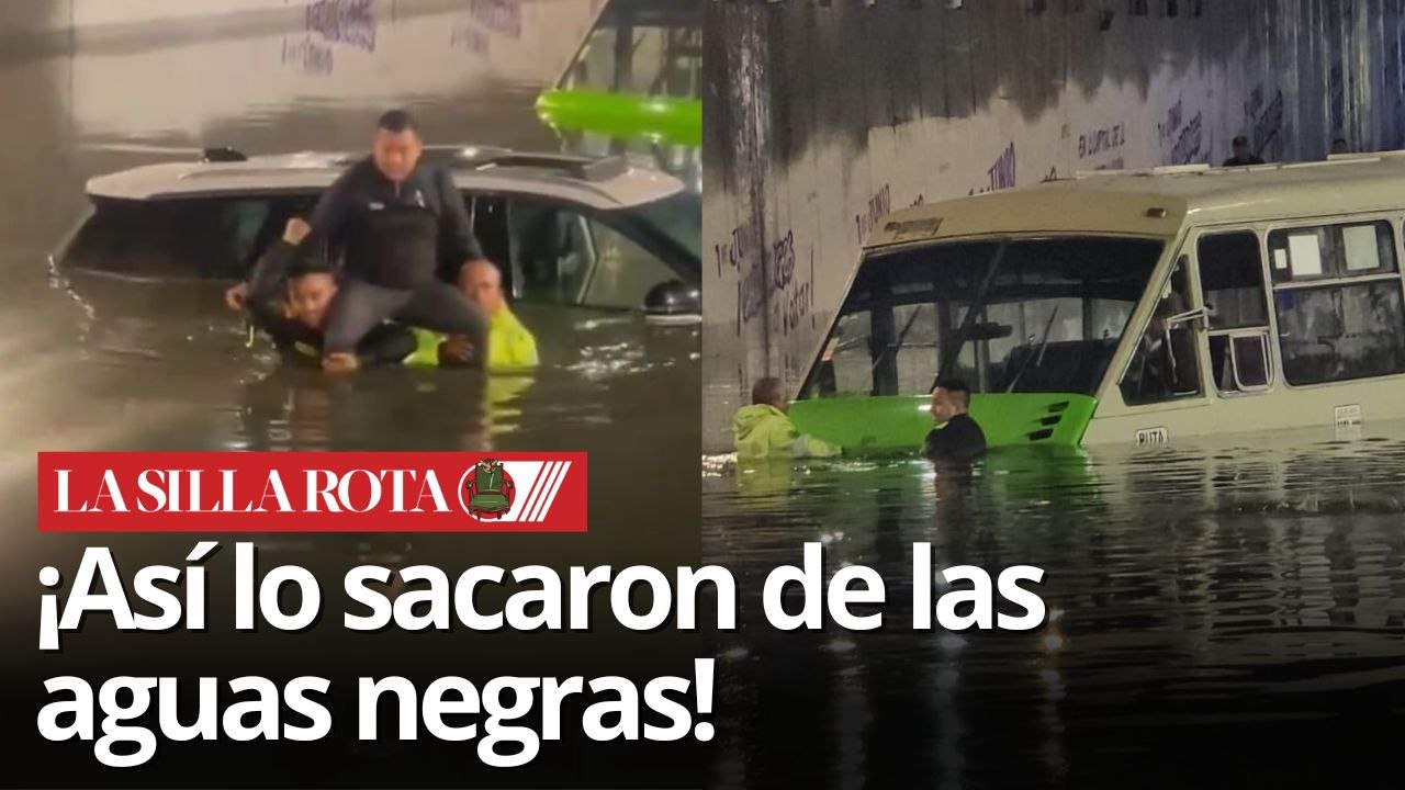 Así rescataron policías a conductor atrapado en aguas negras tras lluvias en CDMX