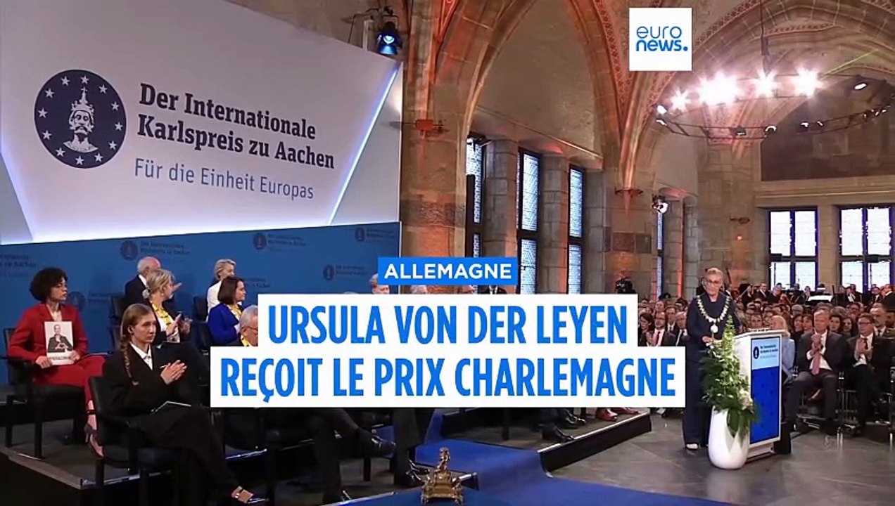 Ursula von der Leyen reçoit le prix Charlemagne et prône la défense de l'Europe