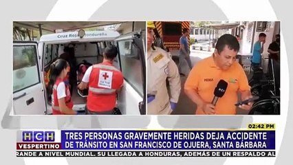 Tres personas resultan heridas tras accidente de tránsito en San Francisco de Ojuera, Santa Bárbara