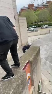 Cyclist Hits Wall And Flips Mid Air Landing Smoothly