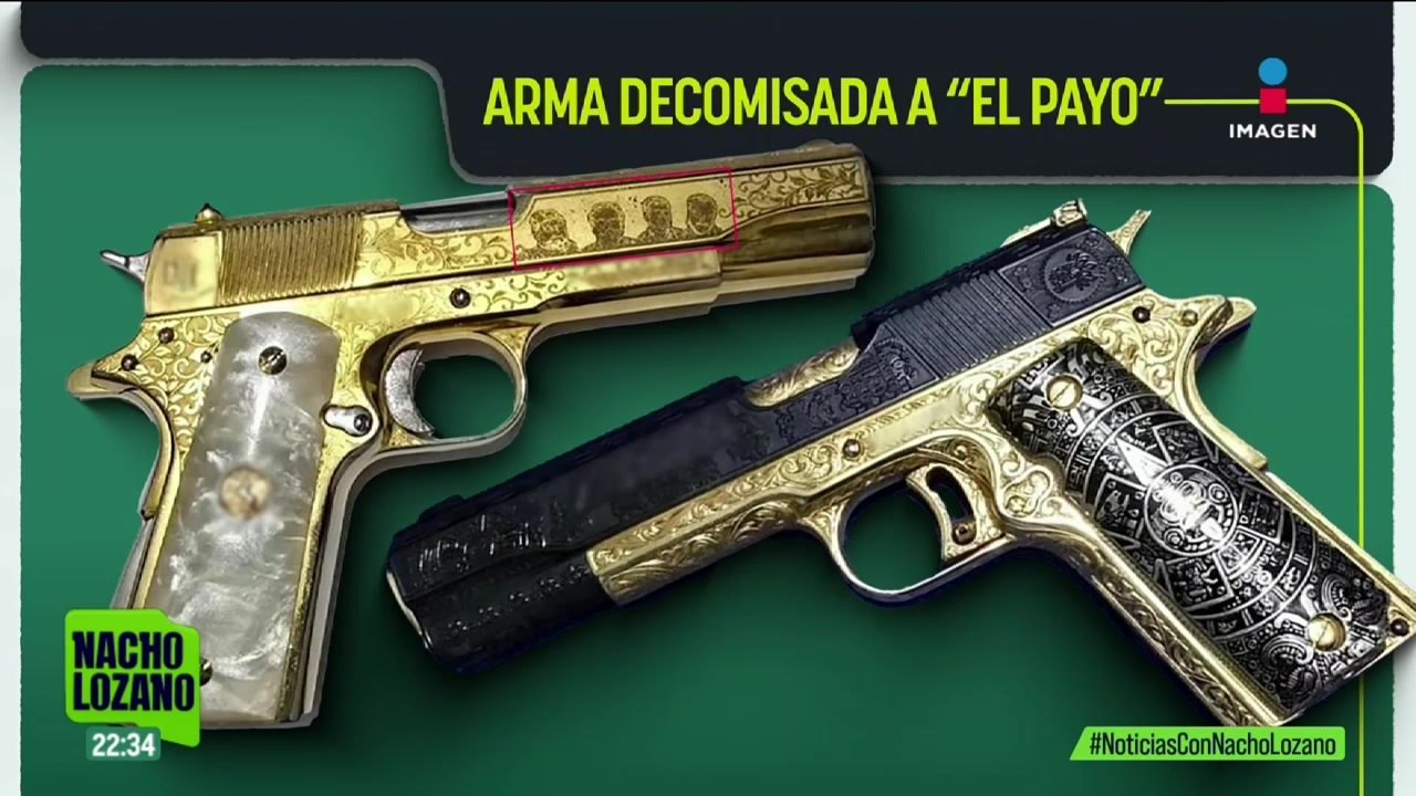 Aseguran armas con detalles en oro durante detención de “El Payo”
