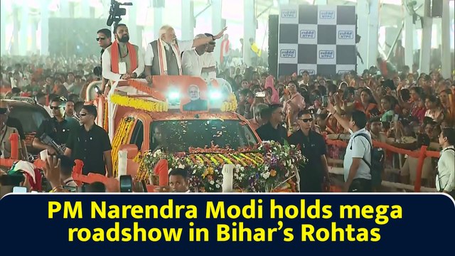 PM Narendra Modi holds mega roadshow in Bihar’s Rohtas
