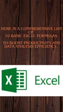 10 Basic Excel Formulas #shorts
