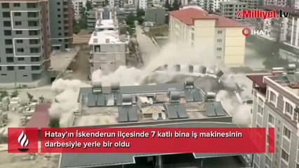 Kağıt gibi yerle bir oldu! Etrafı toz bulutu kapladı...