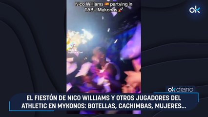 El fiestón de Nico Williams y otros jugadores del Athletic en Mykonos: botellas, cachimbas, mujeres...