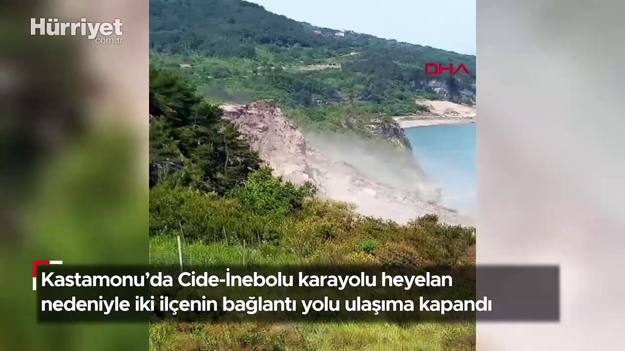 Kastamonu'da Cide-İnebolu karayolu heyelan nedeniyle iki ilçenin bağlantı yolu ulaşıma kapandı