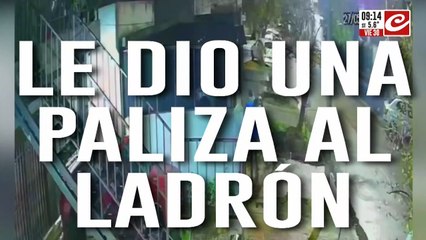 Vecino justiciero salió en calzones y detuvo a golpes a un delincuente