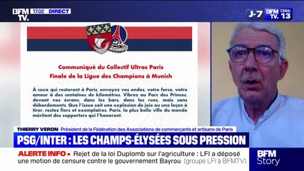 PSG/Inter: "À chaque fois, on regrette les débordements", déplore Thierry Veron (Fédération des Associations de commerçants et artisans de Paris)