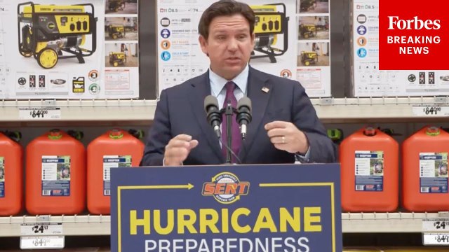 Gov. Ron DeSantis Holds Hurricane Preparedness Press Briefing In Jupter, Florida