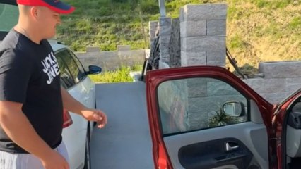 Full force door slam causes side window to shatter into pieces