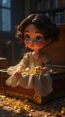 Wait for end:The Doll That Turns Gold Every Night#MagicalStory #MysteriousDoll#DollTurnsGold#Coins