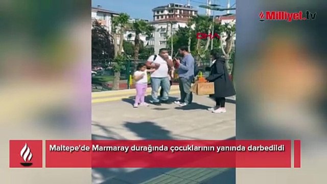 Marmaray'da korkunç olay! İki çocuğunun yanında darp edildi