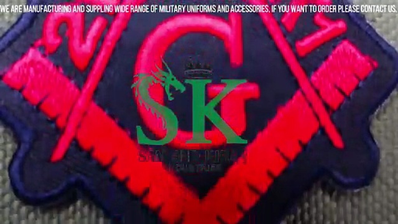 2B1 ASK1 Free Mason Black and Red Patch, Square Compass Embroidered Patch