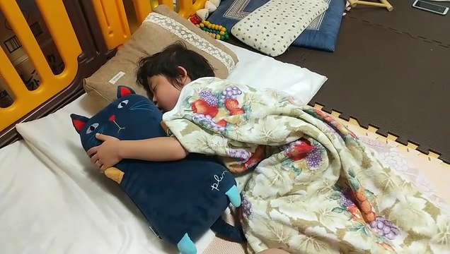 猫のぬいぐるみにチューしてる？抱きついて眠る4歳児男の子（発達障がい（知的障害）-自閉性スペクトラム症）