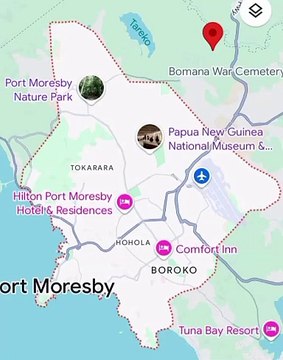 Map of Port Moresby City. Peta Kota Port Moresby. Port Moresby City Map. Map of City of Port Moresby. City of Port Moresby Map. Map bilong Pot Mosbi Taun. Carte de la ville de Port Moresby. Mapa da cidade de Port Moresby. Mapa de la ciudad de Port Moresby