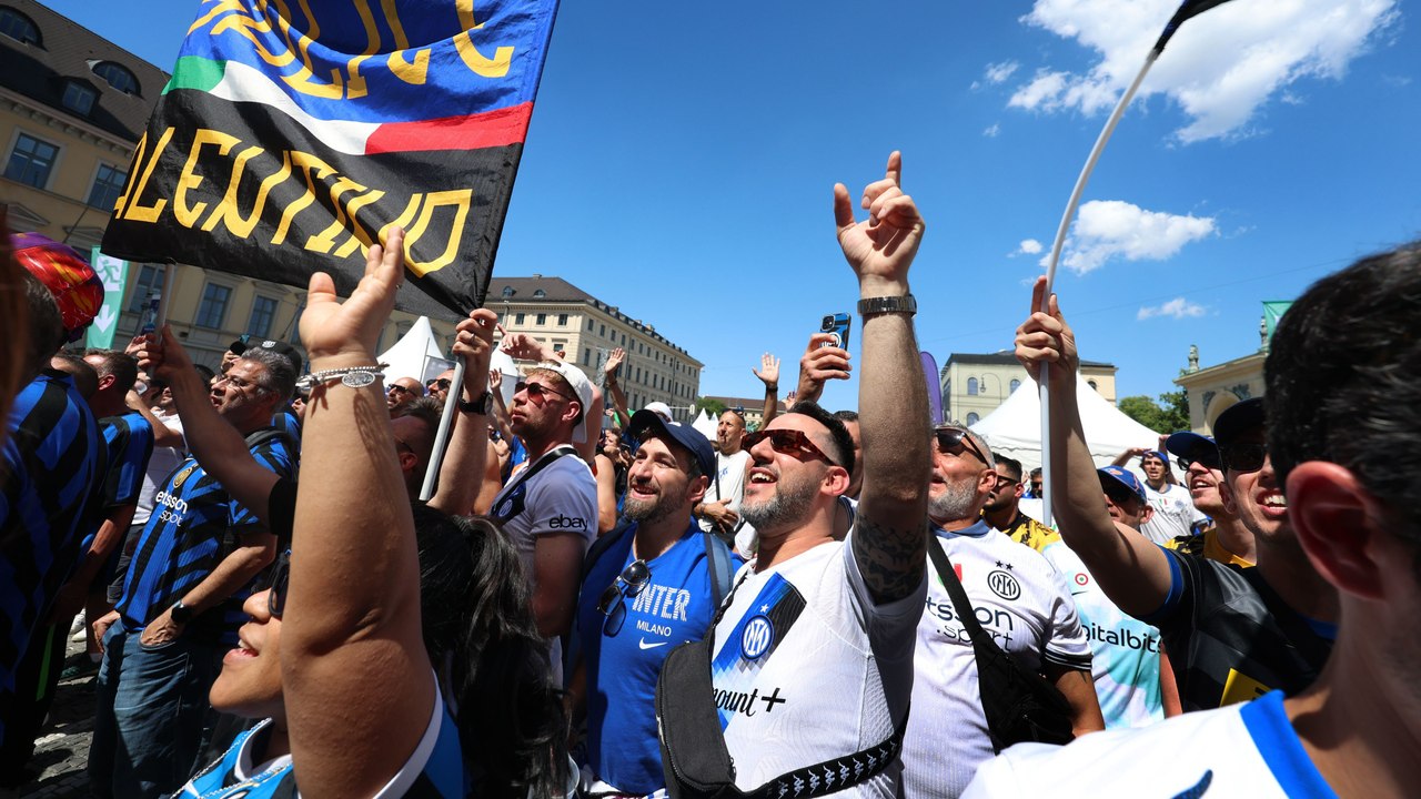 Singen, tanzen, feiern: PSG- und Inter-Fans belagern München