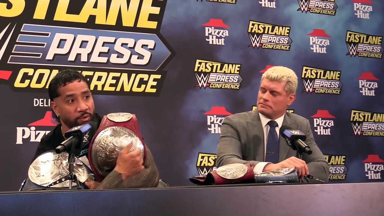 VERY FUNNY Cody Rhodes and Jey Uso WWE Fastlane Press Conference