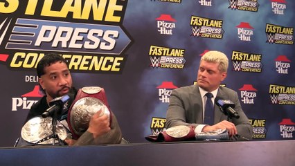VERY FUNNY Cody Rhodes and Jey Uso WWE Fastlane Press Conference