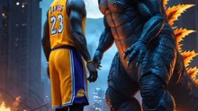 🏀🔥🦖 أسطورة فيوجن انفجارية!شاهد لحظة دمج ليبرون جيمس، أسطورة كرة السلة، مع غودزيلا.