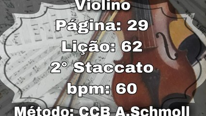 Aprenda 2° Staccato no Violino a 60 bpm 🎻 - Lição 62, Página 29