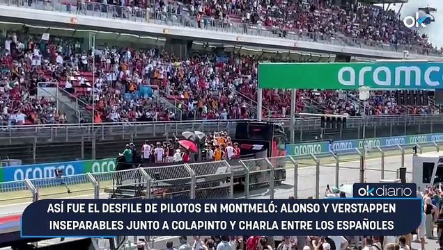 Así fue el desfile de pilotos en Montmeló: Alonso y Verstappen inseparables junto a Colapinto y charla entre los españoles