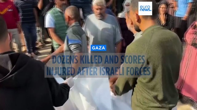 Dozens killed and scores injured in shooting near aid point in Gaza