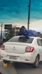 "Funcionária pra que?": carro e flagrado levando "corpo" no teto