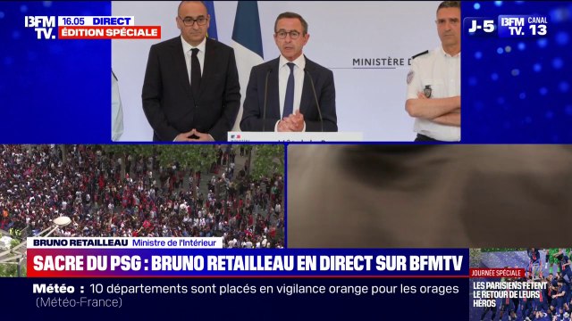 Bruno Retailleau, ministre de l'Intérieur, souligne le courage admirable des forces de l'ordre lors du sacre du PSG