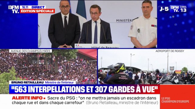 Sacre du PSG: pour Bruno Retailleau, ministre de l'Intérieur, la réponse à la violence ne peut pas être uniquement policière